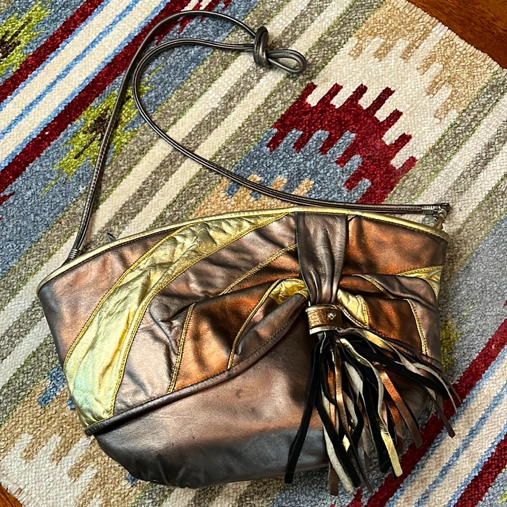 Reem Genuine Leather Metallic Retro 80s Handbag